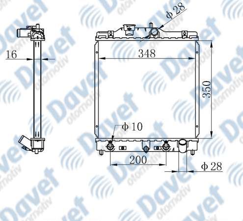 ORIS BHN030016 Motor Su Radyatoru Brazing Civic 98-01 Otomatik Sanzuman 350×349x16